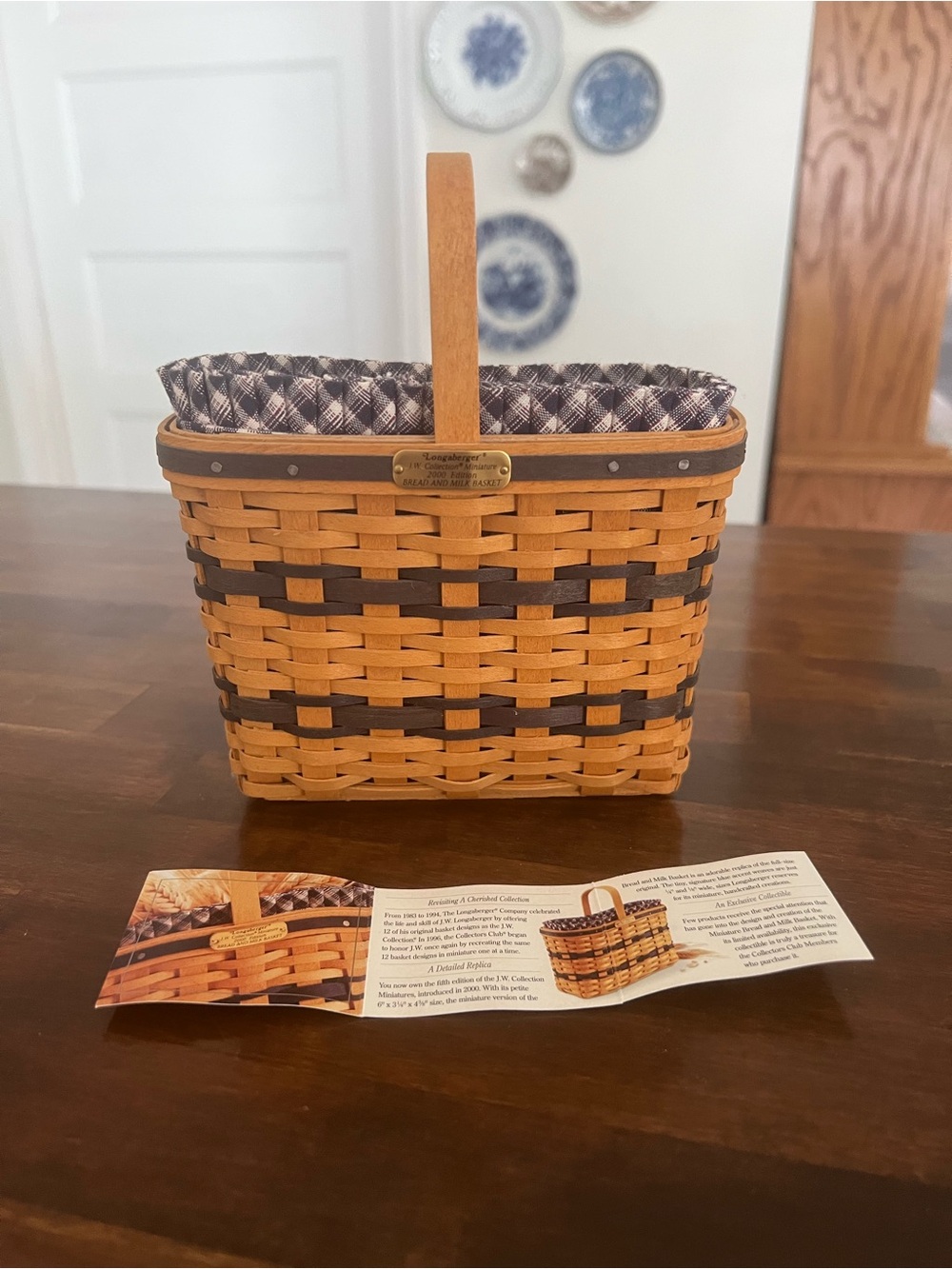 Longaberger JW Collection Miniature Milk & Bread Basket, 1999